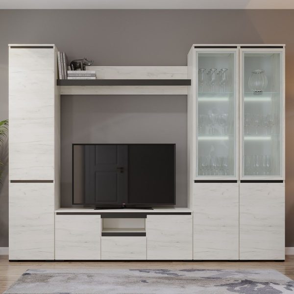 Стенка «Гретта-4», Крафт белый/Антрацит — изображение 3