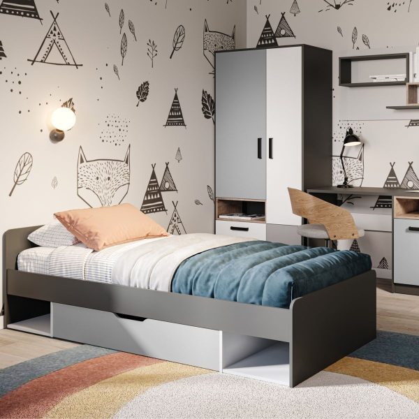 Комод «Квадро» 100 высокий Антрацит/Дуб эндгрейн/Шиншилла/Белый — изображение 4