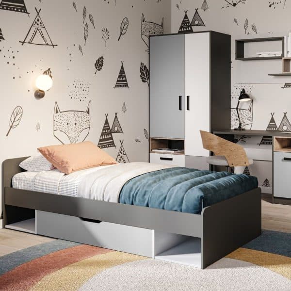 Стеллаж «Квадро» 50 1ящ, Антрацит/Дуб эндгрейн/Белый — изображение 4