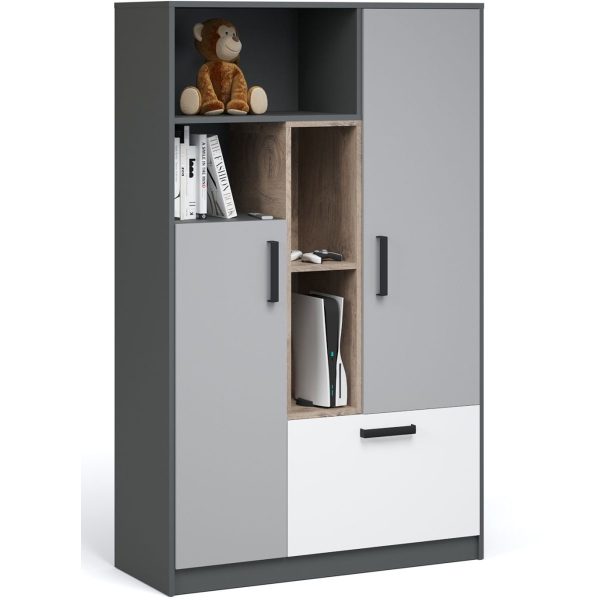 Комод «Квадро» 100 высокий Антрацит/Дуб эндгрейн/Шиншилла/Белый — изображение 2