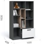 Комод «Квадро» 100 высокий Антрацит/Дуб эндгрейн/Шиншилла/Белый — изображение 3