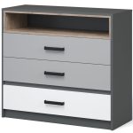 Комод «Квадро» 100 3ящ Антрацит/Дуб эндгрейн/Шиншилла/Белый — изображение 2