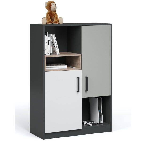 Комод «Квадро» 90, Антрацит/Дуб эндгрейн/Шиншилла/Белый — изображение 2