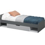 Кровать «Квадро» 90 с основанием под матрас, Антрацит/Белый/Шиншилла — изображение 2