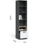 Шкаф-пенал «Квадро» 50 1д1ящ, Антрацит/Дуб эндгрейн/Шиншилла/Белый — изображение 3