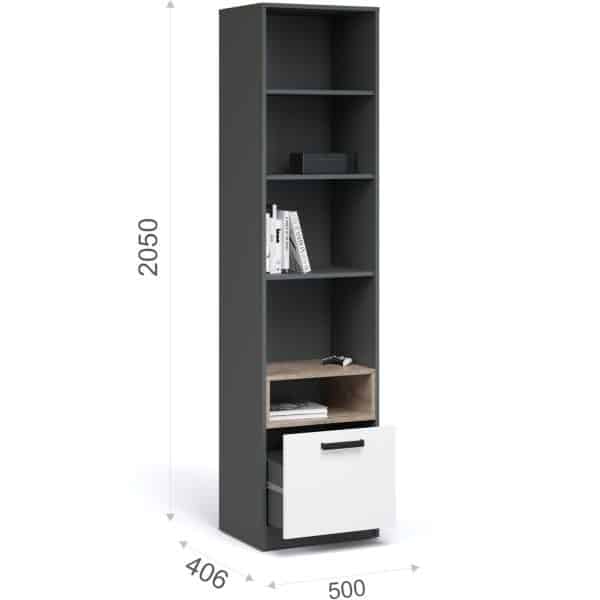 Стеллаж «Квадро» 50 1ящ, Антрацит/Дуб эндгрейн/Белый — изображение 3