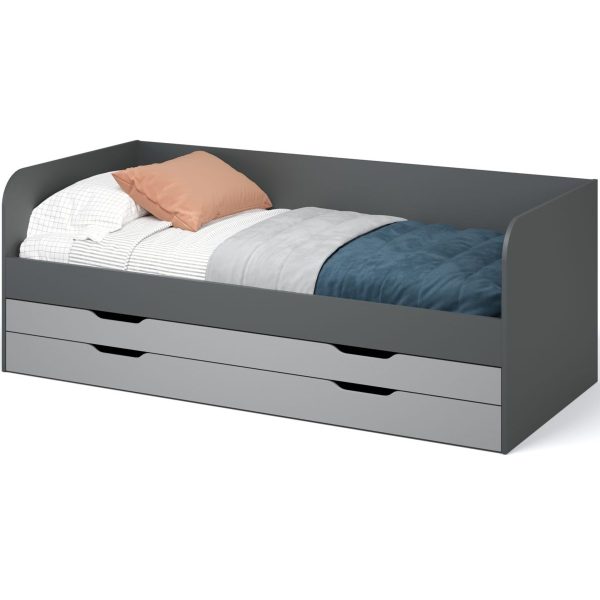 Кровать-топчан «Квадро» 90, с основанием под матрас, Антрацит/Белый — изображение 3