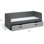 Кровать-топчан «Квадро» 90, с основанием под матрас, Антрацит/Белый — изображение 4