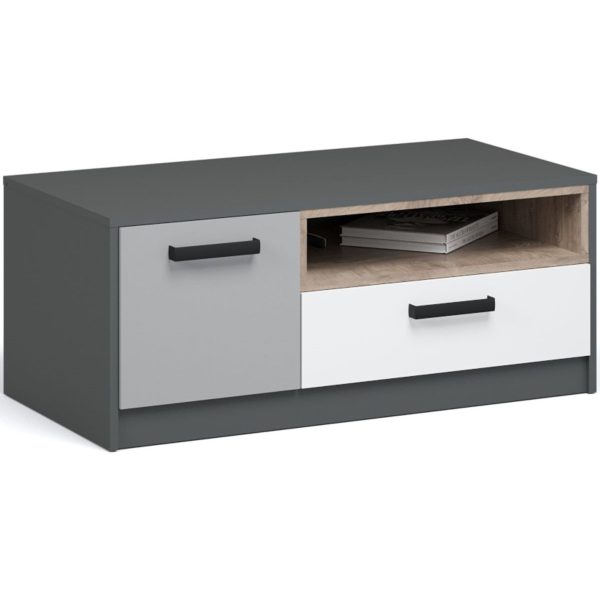 Тумба ТВ «Квадро» 100, Антрацит/Дуб эндгрейн/Шиншилла/Белый — изображение 2