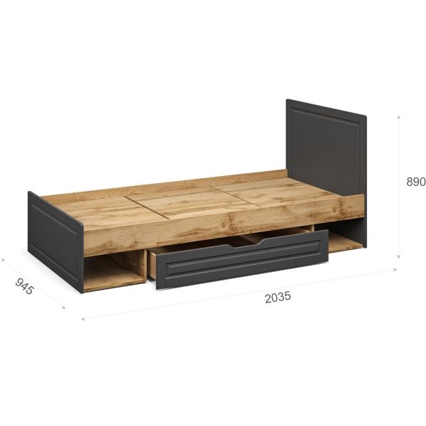 Кровать «Лацио Сканди» 90, Вотан/Сканди графит — изображение 3