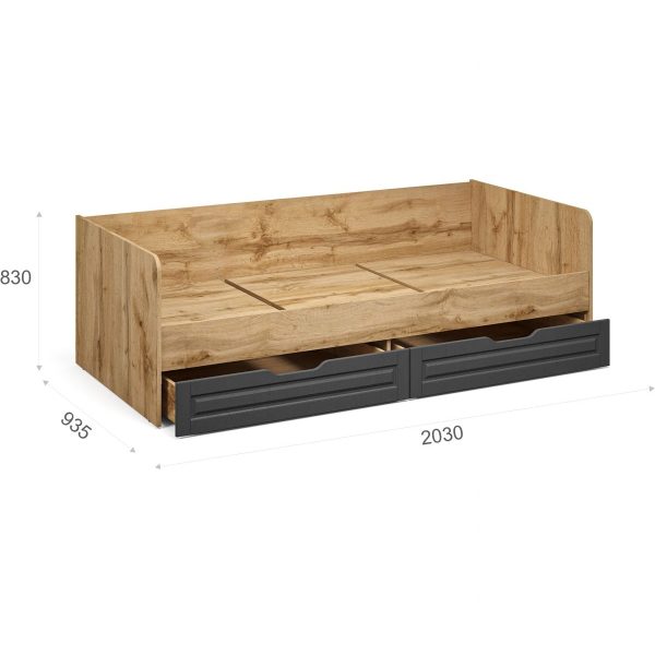 Кровать-топчан «Лацио Сканди» 90, Вотан/Сканди графит — изображение 3