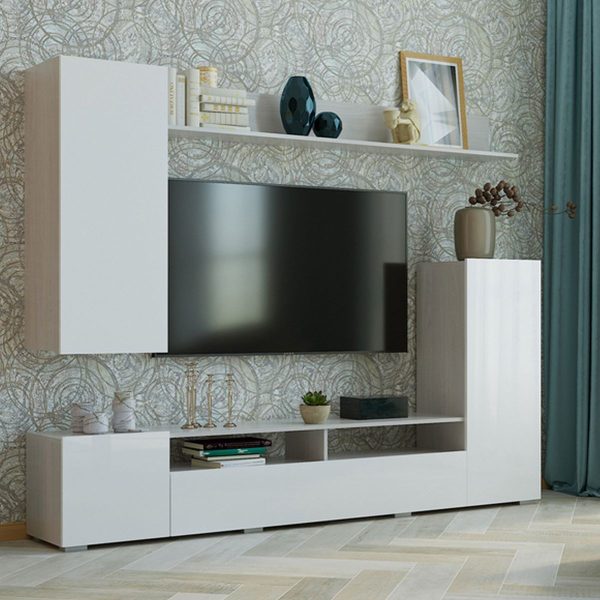 Стенка «Мия», ясень анкор/белый глянец — изображение 3