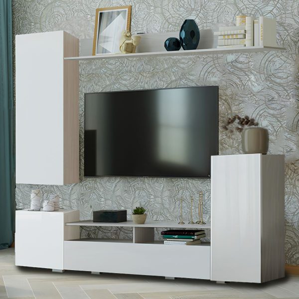 Стенка «Мия», ясень анкор/белый глянец — изображение 2