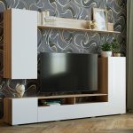 Стенка «Мия», дуб сонома/белый глянец — изображение 3