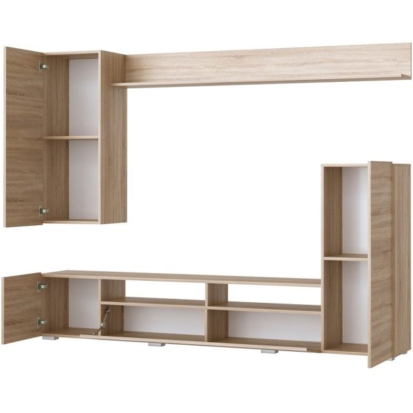 Стенка «Мия», дуб сонома/белый глянец — изображение 4