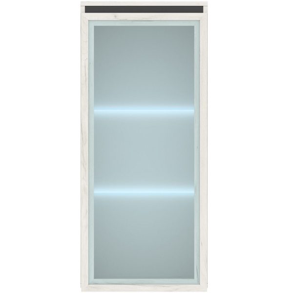 Шкаф с витриной «Гретта» 1В навесной, Крафт белый-Антрацит — изображение 3