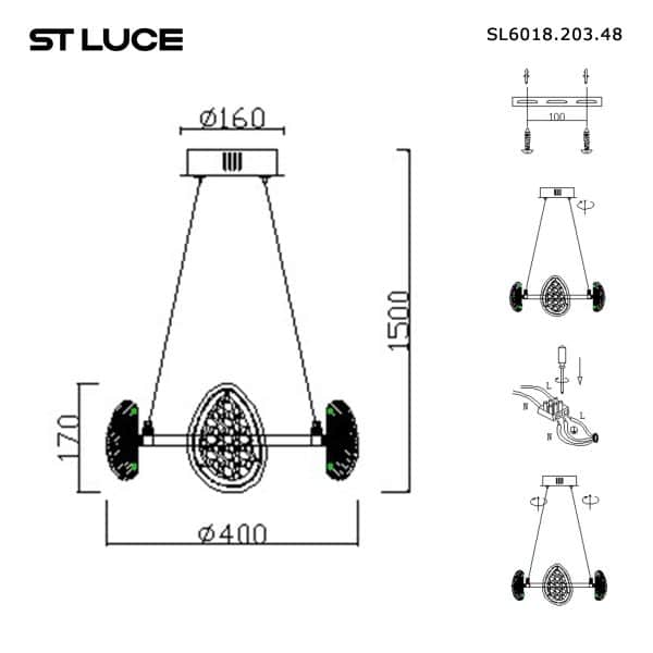 SL6018.203.48 Светильник подвесной ST-Luce черный/ золотистый / прозрачный LED 1*48W 4000K ENIGMA — изображение 5