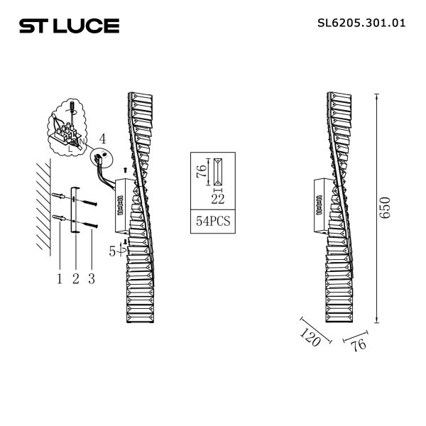 SL6205.301.01 Светильник настенный ST-Luce Латунь/Прозрачный LED 1*13W 4000K ELICA — изображение 5