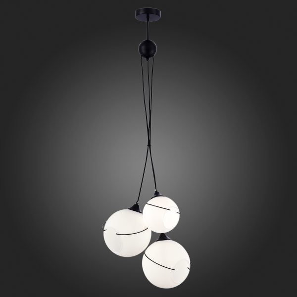 SLE103183-03 Светильник подвесной Черный/Белый E27 3*60W SATTURO — изображение 2