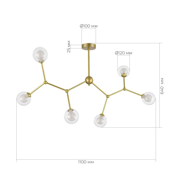 SLE1106-203-06 Светильник подвесной Золотистый/Прозрачный, Белый G9 LED 6*5W ARCUS — изображение 4