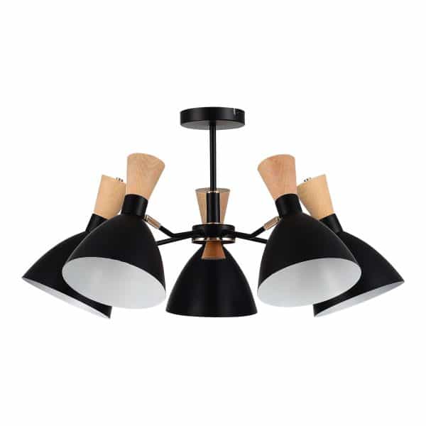 SLE1256-402-05 Светильник потолочный Черный/Черный, Светлое дерево, Золотистый E14 5*40W VISTA — изображение 4