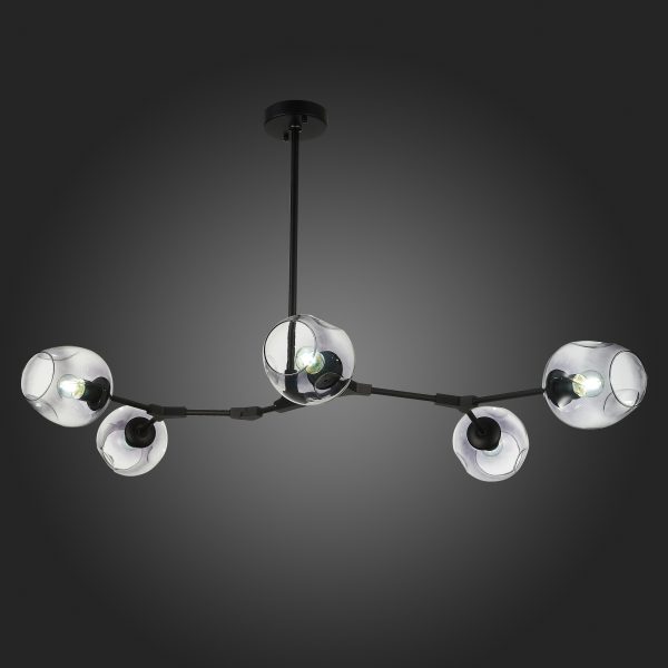 SLE154843-05 Светильник подвесной Черный/Дымчатый E27 5*40W RAMETTO — изображение 2