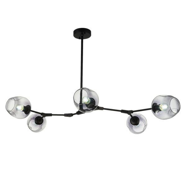 SLE154843-05 Светильник подвесной Черный/Дымчатый E27 5*40W RAMETTO — изображение 3