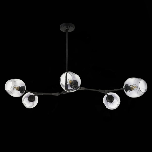 SLE154843-05 Светильник подвесной Черный/Дымчатый E27 5*40W RAMETTO — изображение 4