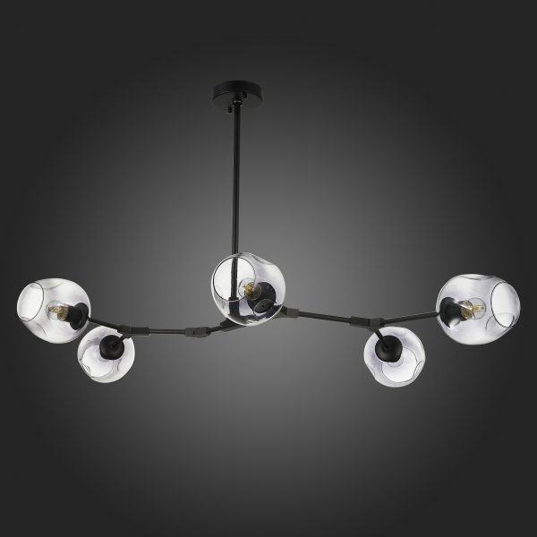 SLE154843-05 Светильник подвесной Черный/Дымчатый E27 5*40W RAMETTO — изображение 5