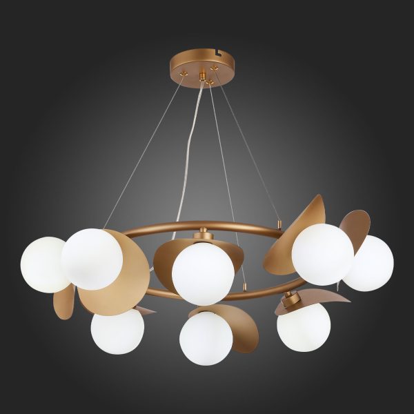 SLE220503-08 Светильник подвесной Золотистый/Белый G9 LED 8*5W BOLZANO — изображение 2