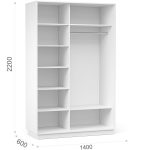 Шкаф-купе «Тетрис» 140/220 ДД, Белый жемчуг — изображение 3