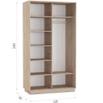 Шкаф-купе «Тетрис» 120/240 ДД, Дуб сонома — изображение 3