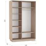 Шкаф-купе «Тетрис» 140/220 ДД, Дуб сонома — изображение 3