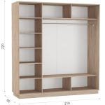 Шкаф-купе «Тетрис» 210/220 ДЗД с зеркалом, Дуб сонома — изображение 3
