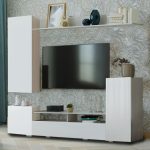 Стенка «Мия», ясень анкор/белый глянец