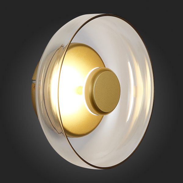 SL6002.201.01-Светильник-настенный-ST-Luce-ЗолотистыйЯнтарный-LED-17W-4000K-LAZIO-1 SL6002.201.01 Светильник настенный ST-Luce Золотистый/Янтарный LED 1*7W 4000K LAZIO — изображение 2