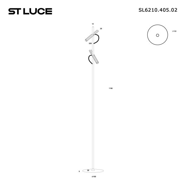 SL6210.405.02 Светильник напольный ST-Luce Черный/Черный, Золотистый LED 2*3W 3000K LILT — изображение 3
