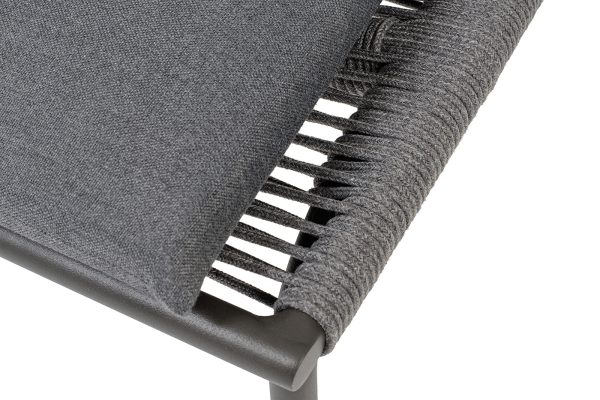 "Авиньон" кресло плетеное из роупа, каркас алюминий серый (RAL7022) муар, роуп серый круглый, ткань темно-серая 027 — изображение 5