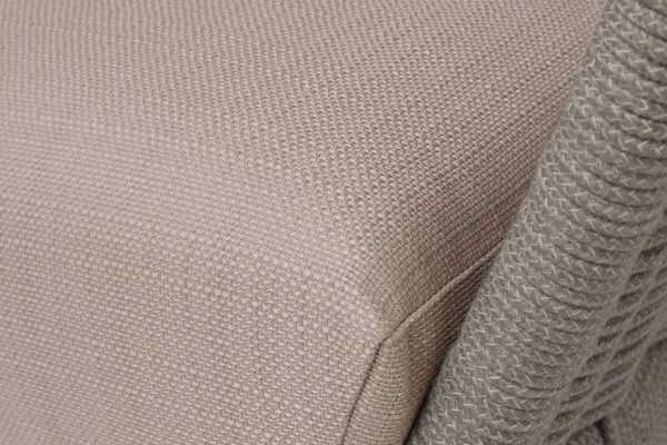 "Фиджи" диван 3-местный плетеный из роупа, каркас алюминий светло-серый (RAL7035) муар, роуп серый меланж круглый, ткань Mossle бежевая — изображение 5