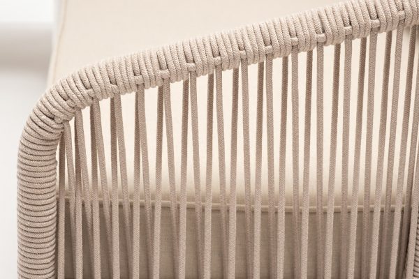 "Канны" диван модульный плетеный из роупа, каркас алюминий белый, роуп бежевый круглый, ткань бежевая 15052 — изображение 5