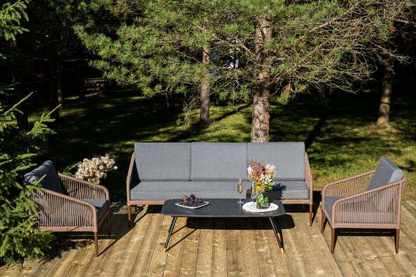 "Канны" лаунж-зона 5-местная из роупа со столом "Верона" (серый гранит)