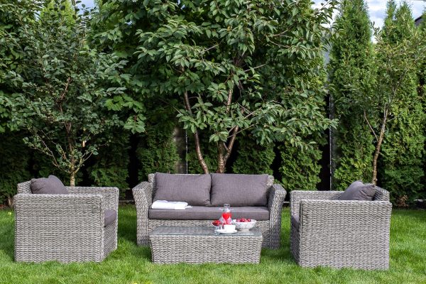 "Капучино Сингл" лаунж-зона из искусственного ротанга (гиацинт), цвет серый — изображение 5