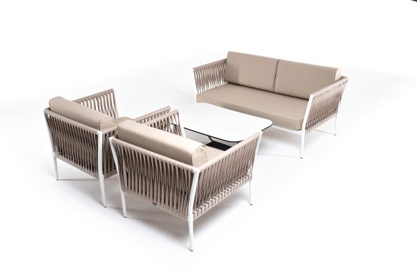 "Касабланка" лаунж-зона плетеная из роупа 4-местная, цвет бежевый — изображение 4