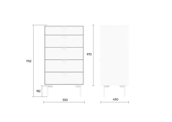 Комод Hub 5 ящиков на высоких ножках (белый) — изображение 3