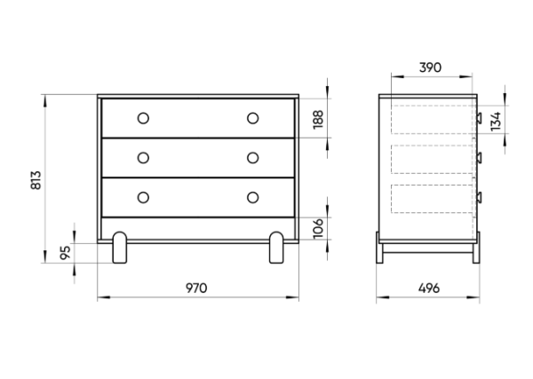 Комод Ice-cream 3 ящика (светло-серый) — изображение 3