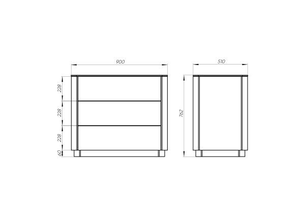 Комод Tammi 3 ящика ширина 90 см (черный) — изображение 4
