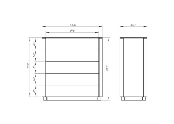 Комод Tammi 5 ящиков ширина 100 см (белый) — изображение 4