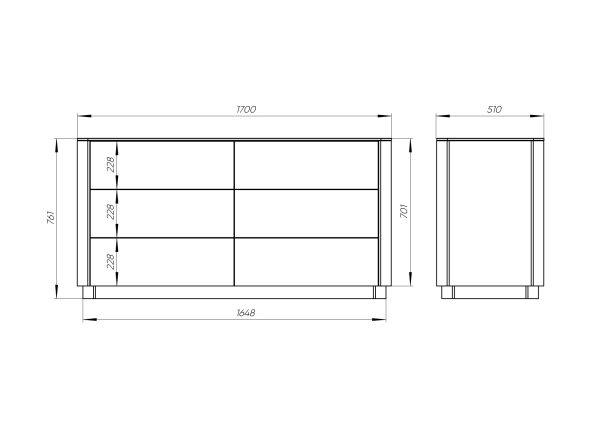 Комод Tammi 6 ящиков ширина 170 см (черный) — изображение 4