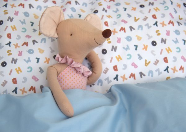 Комплект постельного белья «Разноцветные буквы» (голубой, сатин) — изображение 4