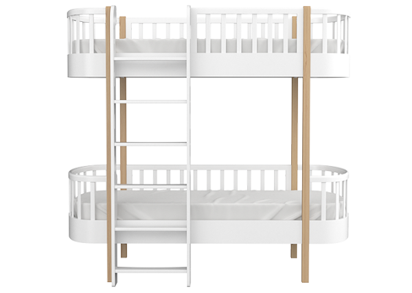 Кровать двухъярусная Classic фронтальная лестница (белый)